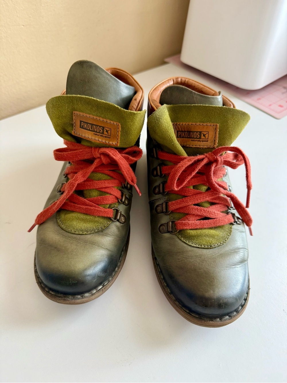 Vintage Pikolinos Uruguay 9437 Leather Hiking Boots Green EU 37 US 6.5 Lace Up - Picture 3 of 7